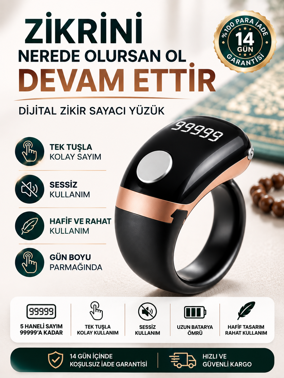EMORA Zikir matik Dijital Zikir Sayacı Yüzük