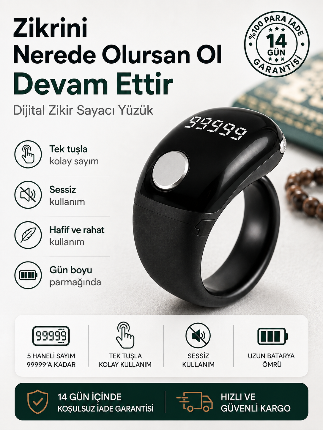 EMORA Zikir matik Dijital Zikir Sayacı Yüzük